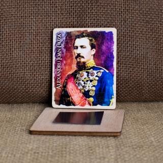 Magnet de frigider, din lemn, color, Alexandru Ioan Cuza