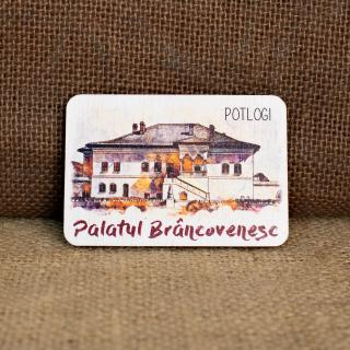 Magnet de frigider din lemn, color, vintage, Palatul Brancovenesc, Potlogi, Dambovita