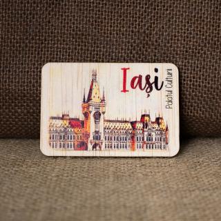 Magnet de frigider din lemn, color, vintage, Palatul Culturii Iasi