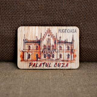 Magnet de frigider din lemn, color vintage, Palatul Cuza de la Ruginoasa