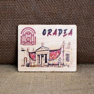 Magnet de frigider, din lemn, color vintage,   Templul Francmasoneriei   Oradea