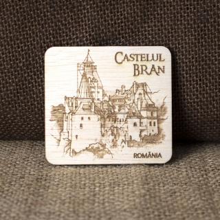 Magnet de frigider din lemn, gravat, Castelul Bran