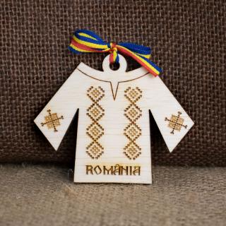 Magnet de frigider din lemn, gravat, IE Traditionala Romania