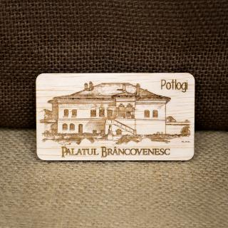 Magnet de frigider din lemn, gravat, Palatul Brancovenesc, Potlogi, Dambovita
