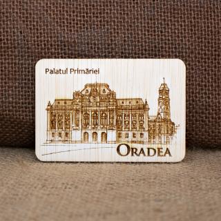 Magnet de frigider din lemn, gravat,    Palatul Primariei   Oradea