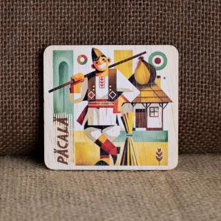 Magnet de frigider din lemn, Pacala - Amintiri din Copilarie