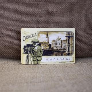 Magnet de frigider din lemn, vintage, Belle Epoque, Palatul Primariei Oradea