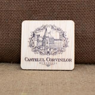 Magnet de frigider, din lemn, vintage, Castelul Corvinilor Hunedoara