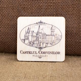 Magnet de frigider, din lemn, vintage,  Castelul Corvinilor Hunedoara
