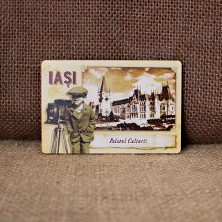 Magnet de frigider din lemn, vintage, Palatul Culturii Iasi