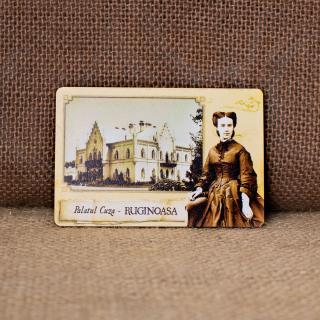 Magnet de frigider din lemn, VINTAGE, Palatul Cuza de la Ruginoasa (Elena Doamna)