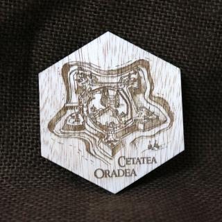 Magnet De Frigider Hexagonal, din lemn, , Gravat,  Cetatea Oradea