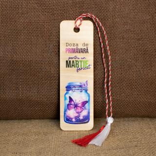 Martisor din lemn, semn de carte, personalizat   Doza de PRIMAVARA