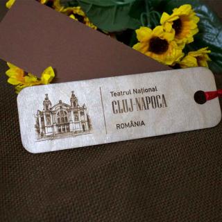 Semn de carte din lemn Gravat , œTeatrul National,   Cluj Napoca