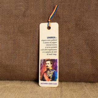 Semn de carte suvenir, din lemn, color, Alexandru Ioan Cuza