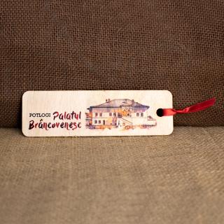 Semn de carte suvenir, din lemn, color vintage,   Palatul Brancovenesci, Potlogi, Dambovita