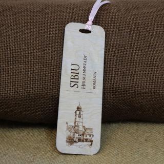 Semn De Carte suvenir, Din Lemn, Gravat , Turnul Sfatului,  Sibiu