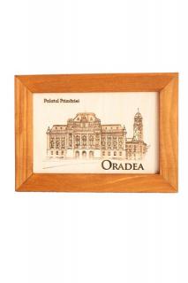 Tablou gravat, Palatul Primariei Oradea, cu rama inclusa 10 15 cm