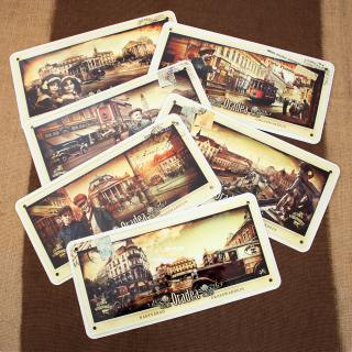 Tablou metalic decorativ suvenir Belle Epoque Oradea (set 6 bucati)