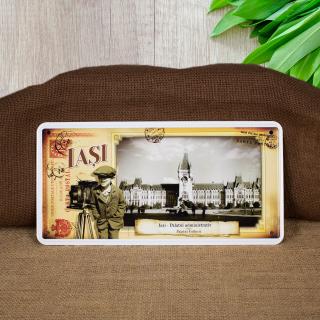 Tablou metalic decorativ, suvenir, vintage, Palatul Culturii Iasi