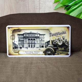 Tablou metalic decorativ, vintage   Teatrul Comunal   - Cladirea Operei din Timisoara