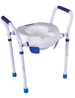 Inaltator pentru toaleta Aston, cu picioare si suport pentru maini, inaltime ajustabila, greutate maxima 150 Kg, Alb Albastru