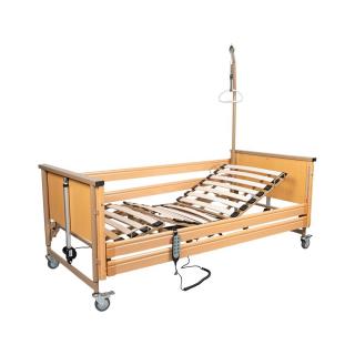 Pat electric medical MDH de spital pentru bolnavi pacienti, cu roti, reglabil pe inaltime si sectiune, greutate maxima 180 Kg, Maro