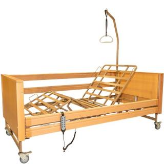 Pat electric Premium medical de spital pentru bolnavi pacienti MDH, cu roti, reglabil pe inaltime si sectiune, greutate maxima 180 Kg, Maro