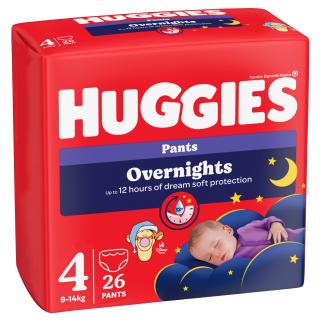 Scutece chilotel Huggies Elite Soft Overnight,Nr.4, 9-14 kg, 26 buc