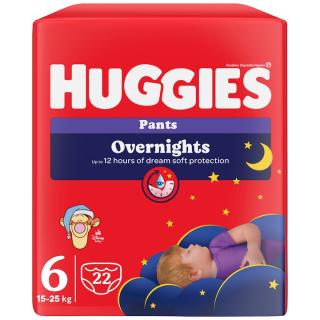 Scutece chilotel Huggies Elite Soft Overnight,Nr.6, 15-25 kg, 22 buc