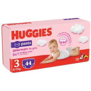 Scutece chilotel Huggies Pants, Girl, Marimea 3, 6-11 kg, 44 bucati