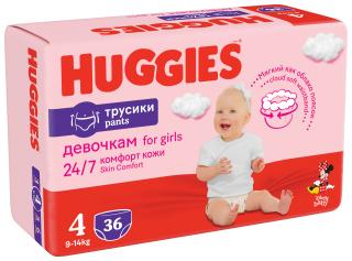 Scutece chilotel Huggies Pants, Girl, Marimea 4, 9-14 kg, 36 bucati