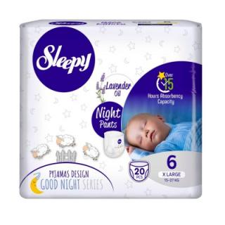 Scutece chilotel Sleepy Natural Large Night, Marimea 6, 15-25 kg, 20 bucati