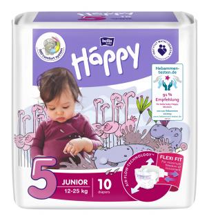 Scutece copii Happy Junior, Marimea 5, 12-25 kg, 10 bucati