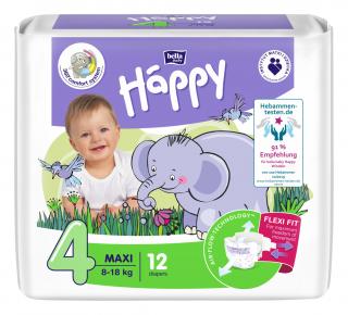 Scutece copii Happy Maxi, Marimea 4, 8-18 kg, 12 bucati