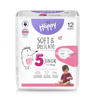 Scutece copii Happy Soft  Delicate Junior,Nr.5,11-18 kg,12 buc