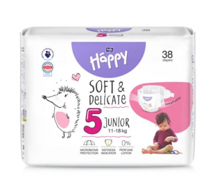 Scutece copii Happy Soft  Delicate Junior,Nr.5,11-18 kg,38 buc