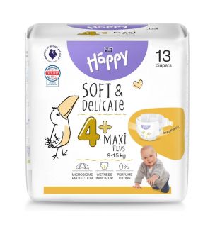 Scutece copii Happy Soft  Delicate Maxi Plus,Nr.4,9-15 kg,13 buc