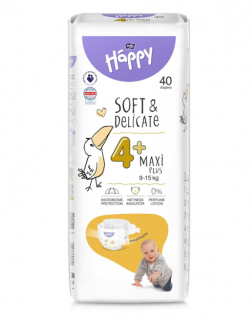 Scutece copii Happy Soft  Delicate Maxi Plus,Nr.4,9-15 kg,40 buc