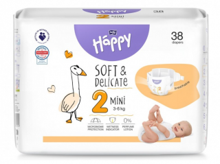 Scutece copii Happy Solf  Delicate Mini,Nr.2,3-6 kg,38 buc