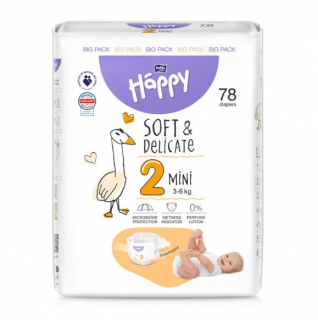 Scutece copii Happy Solf  Delicate Mini,Nr.2,3-6 kg,78 buc