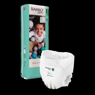 Scutece Ecologice Bambo Nature, 0% clor, PANTS, TALL, 18kg+, Marimea nr. 6, 38 bucati