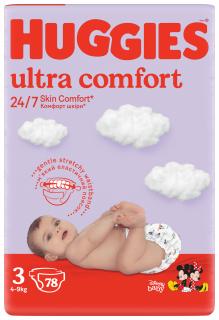 Scutece Huggies Ultra Comfort Mega, Marimea 3, 5-9 kg, 78 bucati