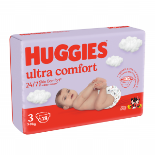 Scutece Huggies Ultra Comfort Mega Unisex, Marimea 3, 5-9 kg, 78 bucati