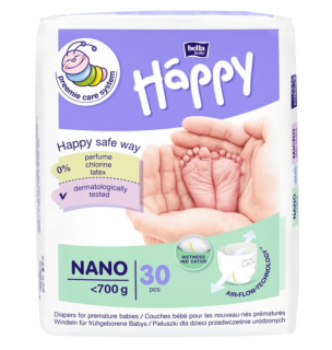 Scutece prematuri cu greutate sub 700g Nano Happy, 30 bucati