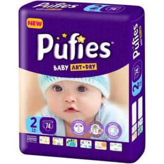 Scutece Pufies Baby Art Dry, nr2 MP, Mini, 3-6 kg, 74 buc.