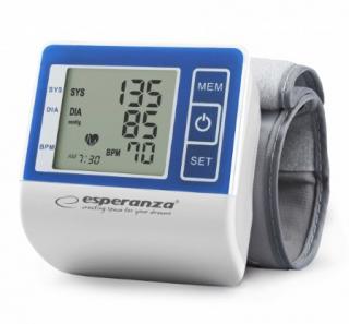 Tensiometru automat Esperanza pentru brat, cu afisaj digital, masurarea tensiunii arteriale si a pulsului, Alb Gri