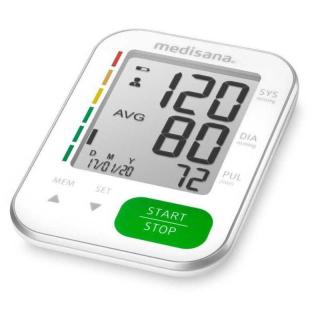Tensiometru automat Medisana pentru brat, cu afisaj si memorie, masurarea tensiunii arteriale si a pulsului, Alb