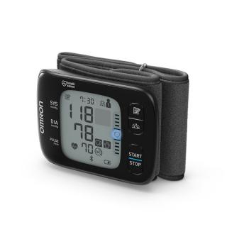 Tensiometru automat Omron RS7 pentru brat, cu afisaj digital, Bluetooth, masurarea tensiunii arteriale si a pulsului, Negru