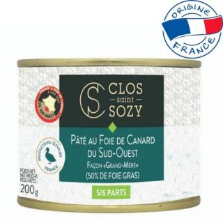 Clos Saint Sozy Pate cu 50% foie gras de rata  Reteta Bunicii   200 g,  IGP Sud-